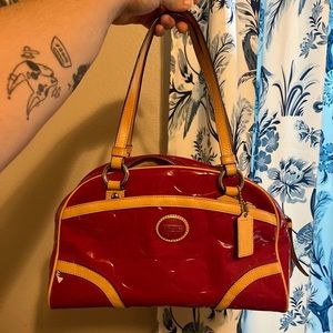 coach pink fuchsia Peyton embossed patent leather purse